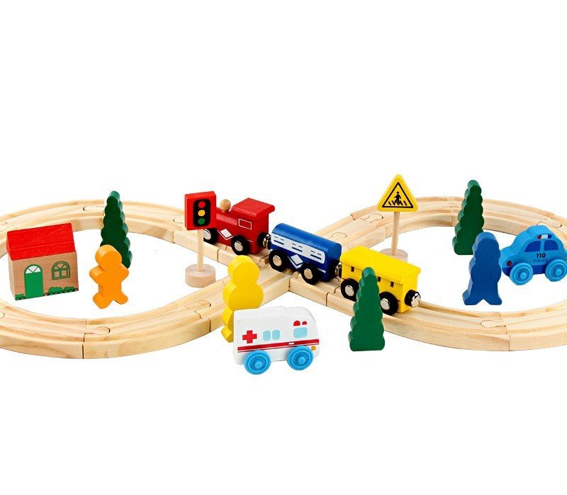 Pista de madera tren urbano